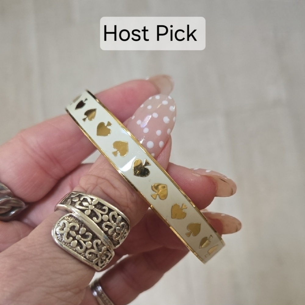 Kate Spade "Live Colorfully" Gold/Cream Enamel Bangle Bracelet